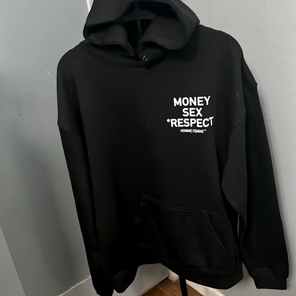 Homme Femme Black Money Sex Respect hoodie size large brand new with tag